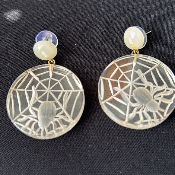 Etched Spider Web Earrings - Picture 2 of 4